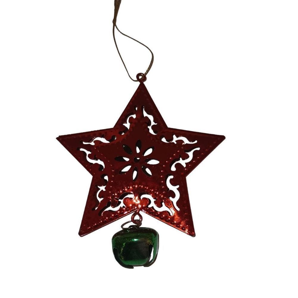 5/$25 Sale! Red Tin star Hanging Metal Christmas Ornament
